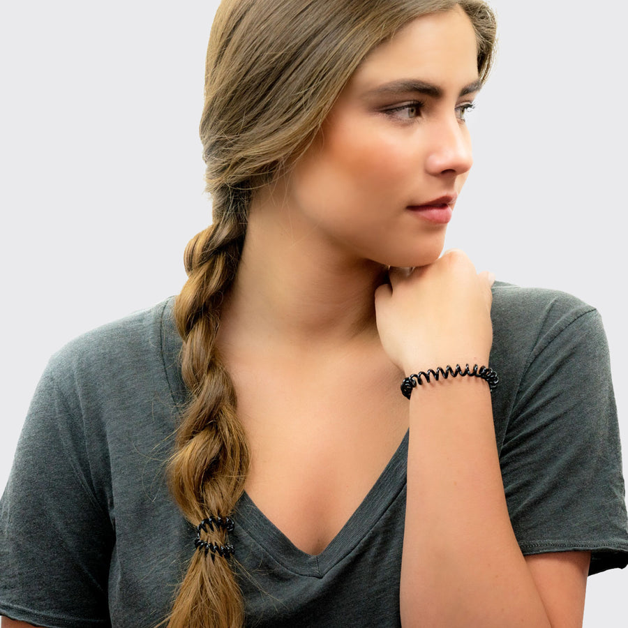 Spiral Hair Ties 4 Pack - Black