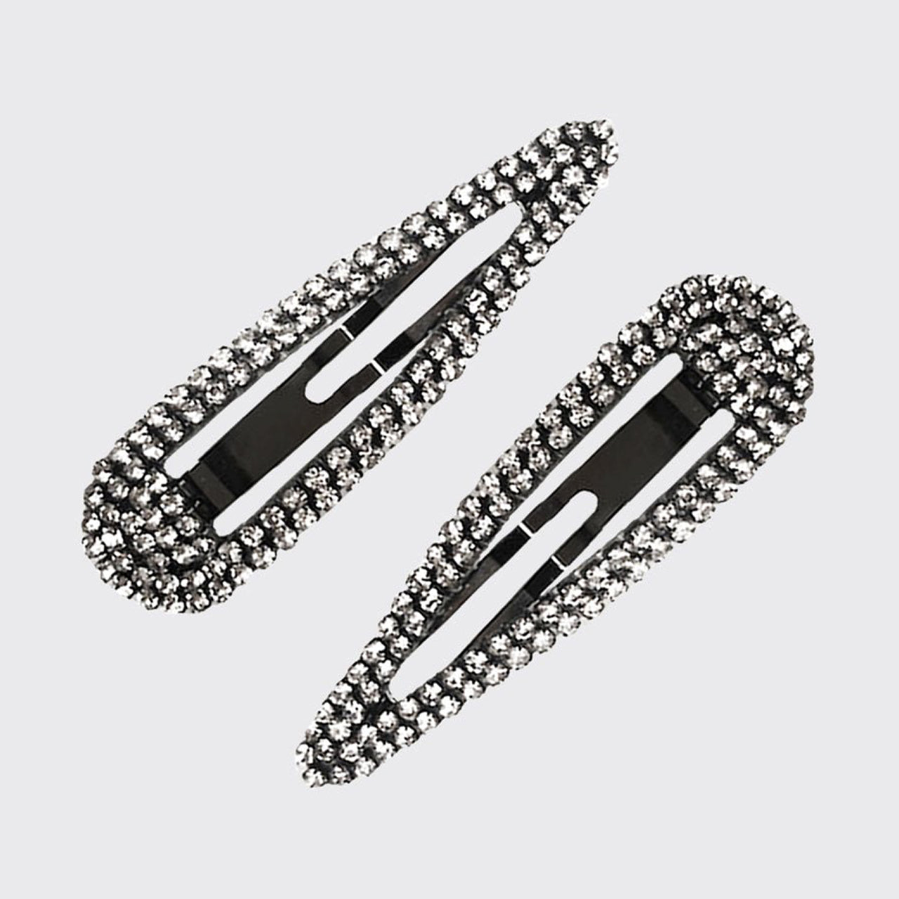 2pc Medium Rhinestone Snap Clips - Hematite