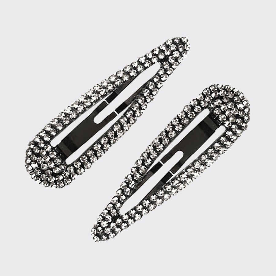 2pc Medium Rhinestone Snap Clips - Hematite