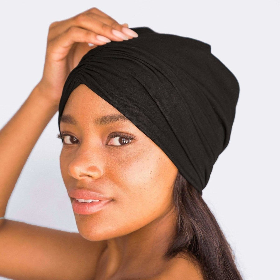 Satin Sleep XL Adjustable Bonnet - Black – KITSCH